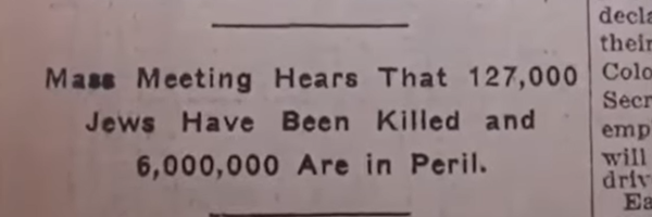 The sentence 6 Million Jews in Newspapers from 1915 - 1938